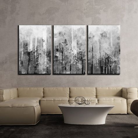 Amazon.com: wall26 - Abstract Huge Wave Composition - Canvas Art Wall Decor-24 x36 x3 Panels: Posters & Prints Tree Painting Canvas, Artwork Modern, Abstract Black And White, Black And White Artwork, 3 Piece Wall Art, Black And White Wall Art, Modern Bedroom Design, Red Walls, Wall Art Canvas Painting