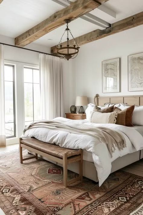 Modern Farmhouse Headboard, Loaf Bed, Earthy Bedroom Decor, Cozy Earthy Bedroom, Cabin Bedrooms, Barn Bedroom, Earthy Bedroom Ideas, Reclaimed Wood Bed Frame, 2024 Bedroom