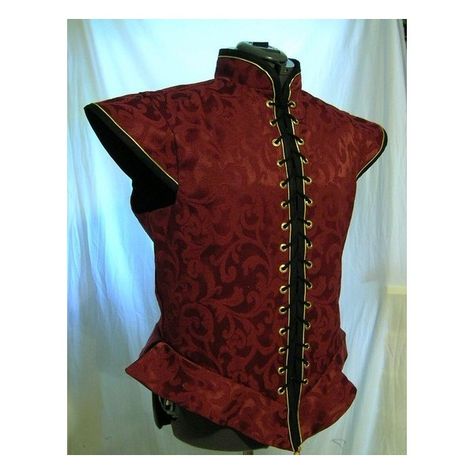 Doublets and Tunics for sale! ❤ liked on Polyvore featuring tops, tunics, red top and red tunic Mens Garb, Medieval Tunic, Fest Outfits, Red Tunic, Medieval Costume, Medieval Clothing, Medieval Dress, Historical Costume, Brocade Fabric