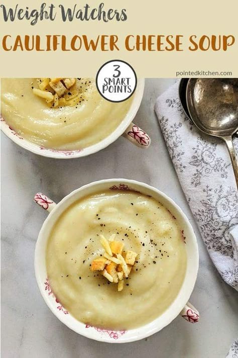 Ww Low Point Soups, Weight Watchers Cauliflower Soup, Weight Watchers Lunch Recipes, Weight Watchers Pasta Recipes, Cauliflower Cheese Soup, Soup Cauliflower, Low Calorie Soup Recipe, Weight Watchers Pasta, Low Points Weight Watchers