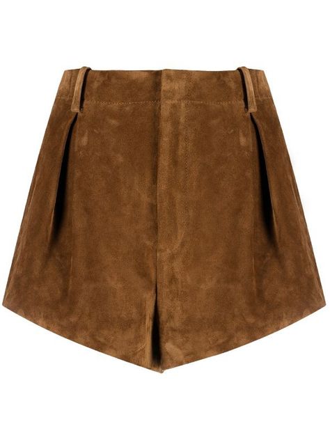 Faux Leather Shorts, Suede Shorts, Shorts For Women, Leather Shorts, Leather Design, Bottega Veneta, Warm Weather, Brown Leather, Knee Length