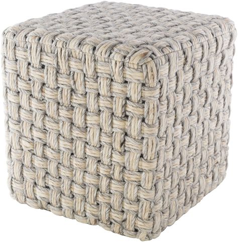 Cordoba Hand Woven Pouf in Light Gray – BURKE DECOR Long Ottoman, Beige Ottoman, Client Board, Square Pouf, Surya Rugs, Moroccan Pouf, Ottoman Stool, Pouf Ottoman, Burke Decor