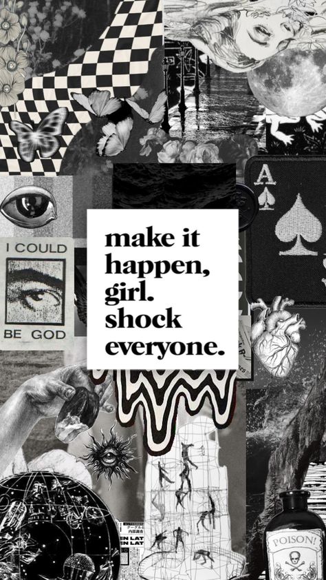 Make it happen girl. Shock everyone #wallpaper #quote #wallpaperquotes #black #blackaesthetic #blackaesthetic Make It Happen Wallpaper Aesthetic, Shock Everyone, Black Wallpaper Study Motivation, Make It Happen Shock Everyone Wallpaper, Atheistic Wallpaper, Shock Everyone Quote, Make It Happen Wallpaper, Make It Happen Shock Everyone, Black Aesthetic Girl Quotes