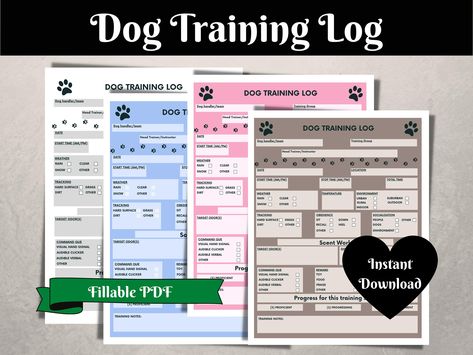 Excited to share this item from my #etsy shop: Dog Training Log, Dog Training Planner, Dog Handler Form, Training Tracker, Printable Dog Training Worksheet,PDF Fillable Training Form Training Tracker, Training Planner, Weather Tracking, Dog Training Aggression, Printable Dog, Weight Tracker, Dog Enrichment, Tracker Printable, Dog Rescue