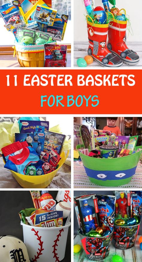 DIY Easter basket ideas for boys: cars, trains, superheros, Spiderman, Thomas, PawPatrol, Minecraft, Ninja, pirates, sports. Diy Toddler Easter Basket, Monster Truck Easter Basket Ideas, Easter Basket Ideas For 3 Year Boy, Easter Ideas For Kids Baskets Boys, Easter Baskets For Boys Age 6, Easter Basket Ideas For 4 Year Boy, Little Boy Easter Basket Ideas, Easter Basket 3 Year Boy, Easter Basket Ideas Boys Age 7