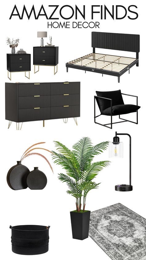 Black And White Room Inspiration, Black And White Room Decor Bedroom, Black Decor Bedroom, Black And White Bedroom Aesthetic, Black Modern Bedroom, Black And White Room Decor, White Room Decor Bedroom, Apt Aesthetic, Black White And Gold Bedroom