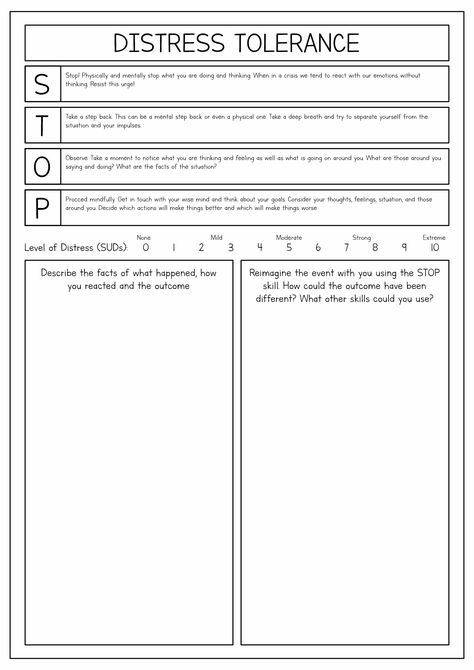 DBT Distress Tolerance Worksheets