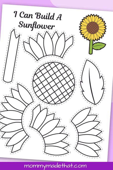 Printable Sunflower Craft Template Sunflower Craft Kindergarten, Sunflower Projects For Kids, Free Printable Sunflower Template, Sunflower Crafts For Kids Preschool, Sunflower Free Printable, Sunflower Kids Craft, Diy Crafts Printables, Sunflower Craft Ideas, Sunflower Crafts For Toddlers