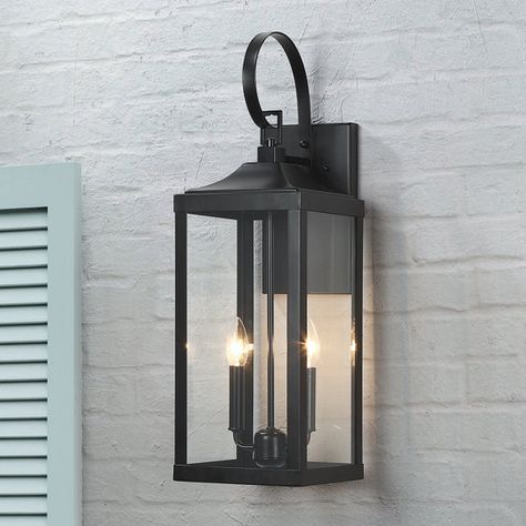 Garage Door Lanterns, Exterior Entry Lighting, Black Exterior Lights, Exterior Porch Lights, Lantern Lighting, Exterior Lights, Wall Mount Lantern, Porch Lights, Exterior Light Fixtures