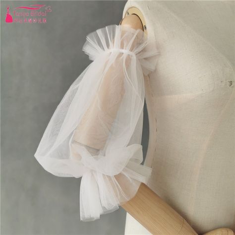 Wedding Tulle Puff Sleeves Wraps Evening Party Soft Bridal Accessories DQG1248 - AliExpress 320 Tulle Puff Sleeves, Soft Tiles, Wedding Jackets, Wedding Tulle, Transparent Balloons, Detachable Sleeves, Wedding Jacket, Tulle Wedding, 3 Layers