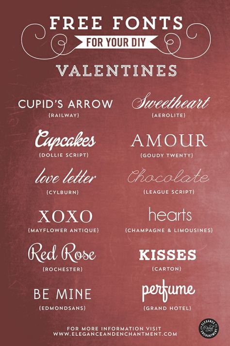 Free Fonts for your DIY Valentines, projects and blogging, from Elegance & Enchantment Logo Moodboard, Valentine Font, Romantic Fonts, Fun Fonts, The Font, Fancy Fonts, Favorite Fonts, Cricut Fonts, Elegant Tattoos