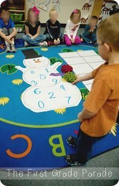 Snowman Math, First Grade Parade, Painting Ideas For Kids, January Classroom, Make Snow, Snowmen Activities, Preschool Winter, Number Game, Winter Classroom