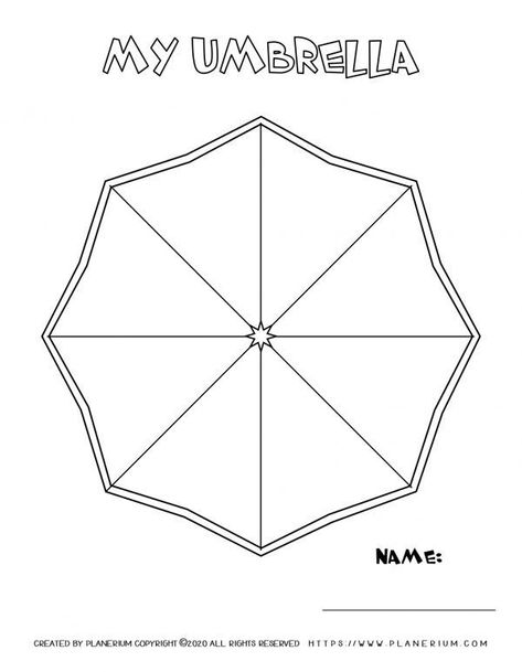 FREE top View umbrella template for coloring. Teaching Boundaries, Best Printables, Umbrella Template, Umbrella Coloring Page, Coloring Template, Spring Arts And Crafts, Free Printable Crafts, Kindergarten Worksheets Free Printables, Spring Printables