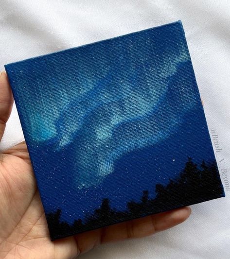 Black And Blue Painting Easy, Dark Blue Painting Ideas Easy, Twilight Paintings Easy, Simple Blue Paintings, Blue Things To Paint, Blue Paintings Aesthetic, Small Painting Ideas Mini Canvas Simple, Easy Blue Paintings, Painting Ideas Square Canvas