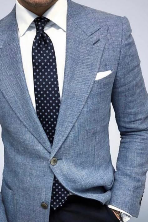 Light Blue Blazer Navy Pants Men, Navy Blue Sports Coat Grey Pants, Mens Sport Coat Outfit With Tie, Mens Fashion Sport Coat, Light Blue Coat Outfit Men, Sport Coat Combinations, Light Blue Sports Coat Outfit Men, Dress With Blazer Formal, Light Blue Jacket Outfit Men