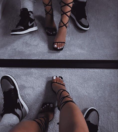 Couple Shoes Astethic, Couples Shoes Pictures, Couple Shoes Pictures, Couple Shoes Matching, Shoe Goals, Shoes Pictures, Black Couple Art, Couple Fits, Couple Shoes