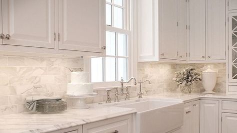 Modern subway tile backsplash