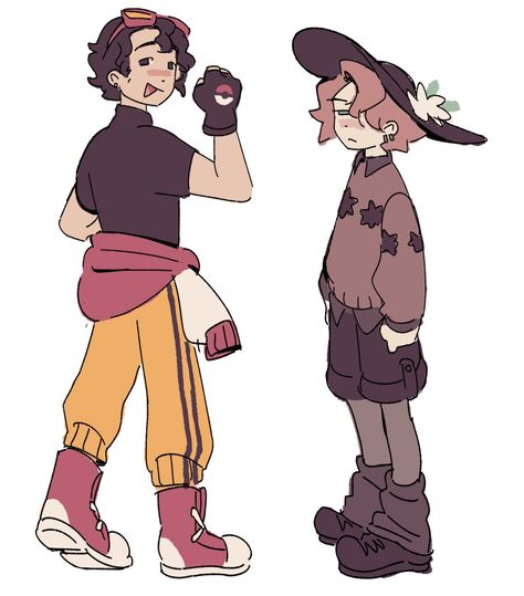 Pokemon Trainer Poses Male, Pokemon Clothes Inspired Outfits, Pokemon Oc Outfit Ideas, Pokémon Trainer Fanart, Pokemon Oc Outfits, Pokesona Trainer, Pokemon Poses Reference, Pokemon Trainer Sona, Pokesona Art