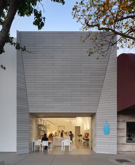 Blue Bottle Coffee | Rieder San Francisco Design, Spatial Concepts, Blue Bottle Coffee, Facade Material, Facade Cladding, American Architecture, Blue Bottle, Coffee Design, Wall Cladding