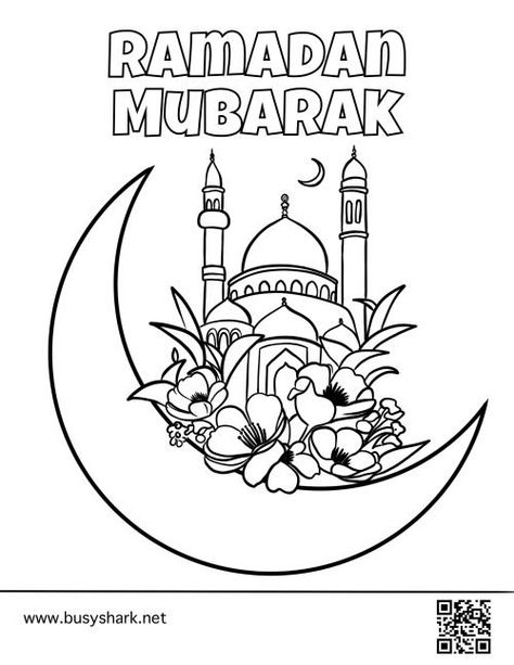 Ramadan Mubarak coloring page - Busy Shark Ramadan Drawings, Drawing For Ramadan, Ramadan Printables Decoration, Ramadan Sketch Drawings, Ramadan Kareem Drawing Art, Ramadhan Coloring, Ramadan Coloring Pages Free Printable, Ramadan Drawing, Ramadhan Colouring Sheet