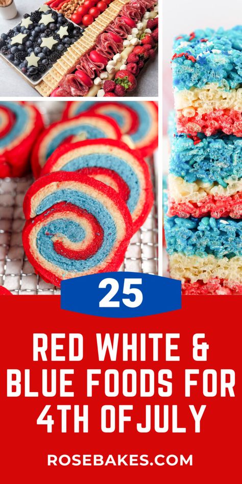 Best Red White and Blue Foods for 4th of July Patriotic Appetizers, 4th Of July Appetizers, Blue Cheese Potato Salad, Red White Blue Food, Blue Foods, July Appetizers, July Desserts, Patriotic Desserts, Blue Drinks