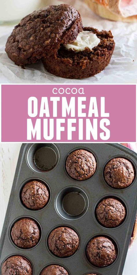 Cocoa Oatmeal, Cupcakes Flores, Breakfast Chocolate, Muffins Breakfast, Special Breakfast, After School Snack, Muffin Tin Recipes, Oatmeal Muffins, Chocolate Oatmeal