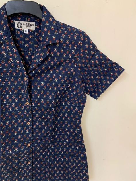 Printed Cotton Shirt for Women Block Print Shirts Women, Printed Cotton Button-up Tops, Cotton Button-up Top With All Over Print, Cotton Floral Print Button-up Top, Cotton All Over Print Short Sleeve Button-up Shirt, Kids Kurta, Bagru Print, Indian Crafts, Night Suit