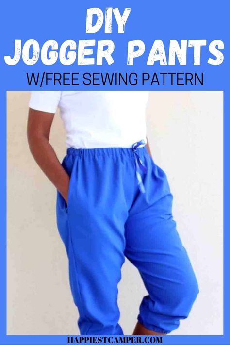 DIY Jogger Pants With Free Sewing Pattern Need something to lounge in? Make these DIY Jogger Pants With Free Sewing Pattern! These cute and comfortable pants are perfect for relaxing at home or even a quick trip to the store. You can wear them workout out, too. This simple sewing project is great for expanding your diy wardrobe. If you have been wanting some of these, but don't want to pay crazy in-store prices, make these joggers at home today! Easy sewing. DIY clothing. DIY Jogger Pants With Diy Sweatpants Pattern, Pants Patterns Sewing, Simple Pants Pattern, Drawstring Pants Pattern Free, Mens Pajama Pants Pattern Free, Mens Pants Sewing Pattern Free, Mens Pants Pattern Sewing, Pants Sewing Pattern Free, Lounge Pants Pattern