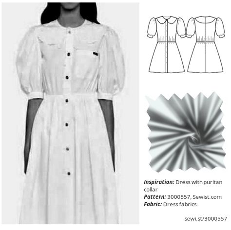 Dress with puritan collar Women Clothing Dress Sewing Pattern Sewist Clothing Sewing Patterns, Puritan Collar, Big Collar, Clothes Sewing Patterns, Online Pattern, Dress Sewing Pattern, Dress Sewing, Shirtdress, Pdf Sewing Patterns