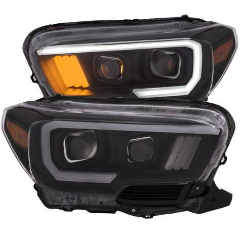 Pure Tacoma Accessories Anzo Tacoma Projector Plank Style Headlight Black w/Amber (2016+) [111377] - Features: Lens/ Housing Color Clear Lens / Black housing Light Source Projector with Halogen Bulbs Light Color White Bulb Type Halogen Origin Taiwan High Beam H9 Low Beam H7 Shipping Dims: 26x14x25, 24lbs Installation Video: Tacoma Headlights, Tacoma Accessories, Tacoma Toyota, Tacoma Mods, Toyota Tacoma Trd Sport, Taco Toppings, 2017 Toyota Tacoma, Toyota Accessories, Toyota Tacoma Trd Pro