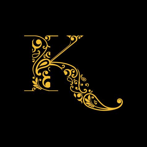 Letter k logo with traditional engraving... | Premium Vector #Freepik #vector #logo #vintage #floral #gold Logo With K Letters, Traditional Logo Design, Logo Batik, K Logo Design, Letter K Design, Logo K, Traditional Logo, Alphabet Letters Images, Baby Logo Design