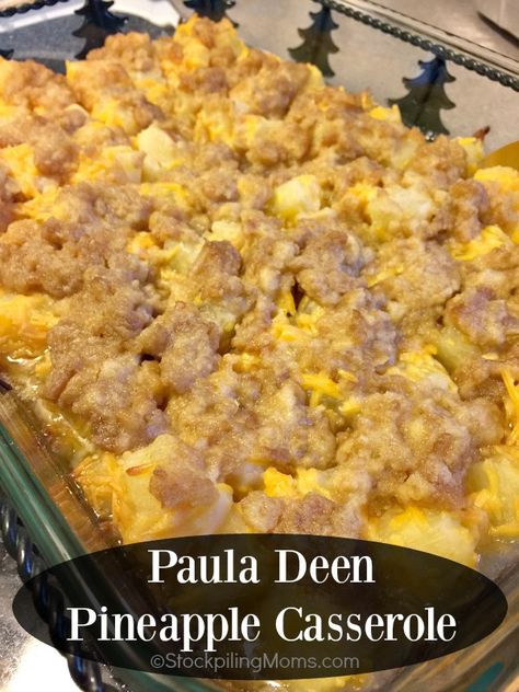 Pineapple Casserole Recipe, Side Dishes For Ham, Pineapple Casserole, Baked Pineapple, Paula Deen Recipes, Pineapple Recipes, Ree Drummond, Stuffing Recipes, Paula Deen