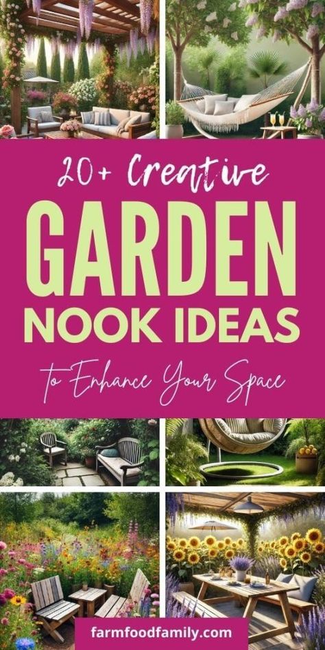 20 Brilliant Garden Nook Ideas to Transform Your Backyard 50 Backyard Nook Ideas, Garden Nook Ideas Outdoors, Secret Garden Ideas Backyard, Small Secret Garden Ideas, Corner Garden Ideas Backyards, Garden Nook Ideas, Woodland Garden Ideas, Garden Seating Ideas, Backyard Room