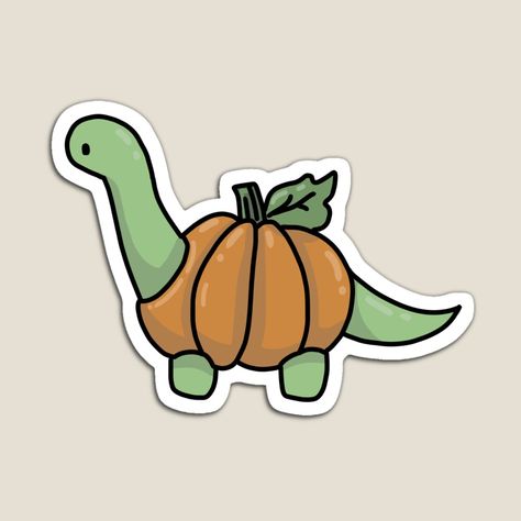 Get my art printed on awesome products. Support me at Redbubble #RBandME: https://www.redbubble.com/i/magnet/Halloween-Brontosaurus-Apatosaurus-Dinosaur-Wearing-Pumpkin-Jack-O-Lantern-by-bassoongirl123/61284628.TBCTK?asc=u Dino Drawing, Dinosaur Wallpaper, Dinosaur Stickers, Dinosaur Drawing, Pumpkin Stickers, Cute Laptop Stickers, Cute Doodles Drawings, Mini Drawings, Cute Dinosaur