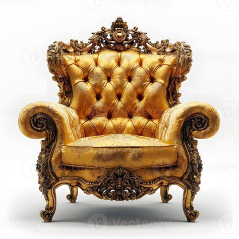 Golden Throne, Gold Chair, Throne Chair, White Background, Royalty Free Stock Photos, Social Media, Media, Gold, White