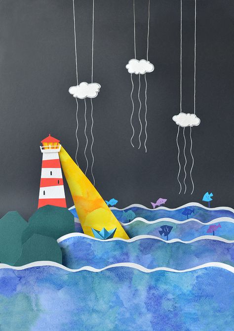 https://www.behance.net/gallery/40835303/Lighthouse Paper Lighthouse, Lighthouse Crafts, Sea Stories, Animation Stop Motion, Paper Illustration, Paper Artwork, Diy Crafts For Gifts, Mermaid Party, Stop Motion