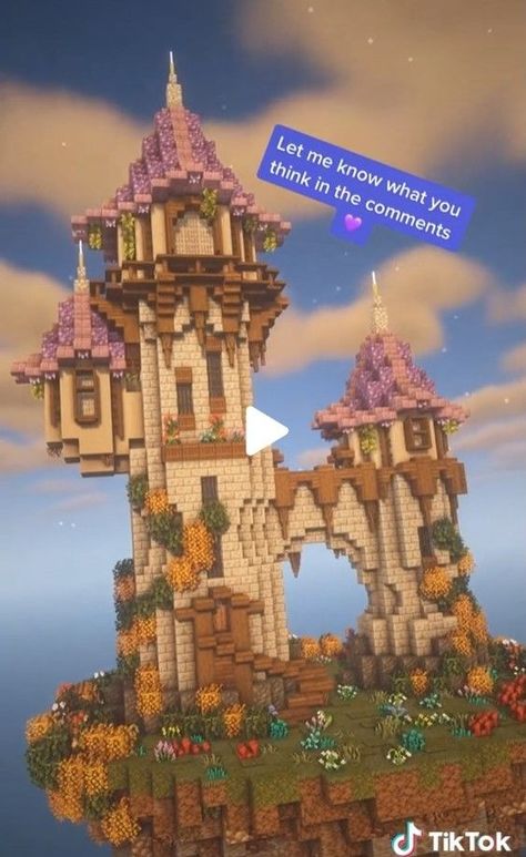 Cute Tower Minecraft, Minecraft Cottage Tower, Minecraft Arch Way, Minecraft Rapunzel Tower Tutorial, Purple Castle Minecraft, Minecraft Repunzal Tower Build, Minecraft Houses Tower, Minecraft Building Ideas Tower, Minecraft Astronomy Tower