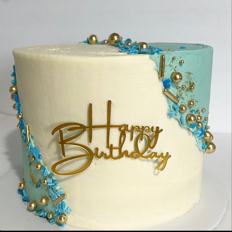 Blue and gold birthday cake, happy birthday, elegant cake, classy cake, classic 21st Birthday Cake Blue And Gold, Blue And Gold Birthday Cake, Classy Birthday Cakes, Blue And Gold Cake, Blue And Gold Birthday, Classy Cake, 50th Birthday Cake For Women, Birthday Cake Happy Birthday, Graduation Goals