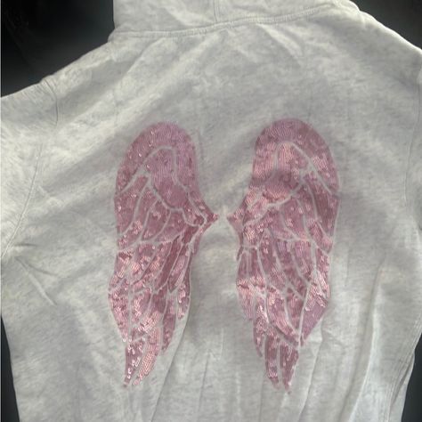 Super Cute Never Worn Angel Wings Hoodie, Desk Ideas, Pink Hoodie, Zip Up Jacket, Angel Wings, Victoria's Secret Pink, Victoria Secret, Secret Pink, Victoria’s Secret