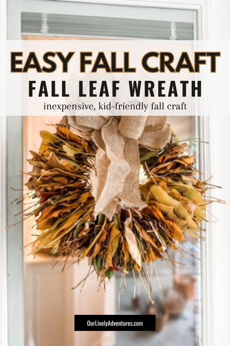 Jump into the spirit of fall with a simple, yet absolutely beautiful craft project. A wreath made entirely of fallen autumn leaves. Perfect for both kids and adults, you'll love the seasonal touch it adds to your decor. Leaf Wreath Craft For Kids, Leaf Wreath Diy, Autumn Leaves Wreath, Inexpensive Wreaths, Leaf Collage, Fall Leaf Wreaths, Easy Fall Crafts, Fun Fall Activities, Fall Craft