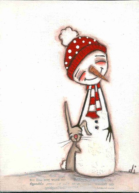 Whimsical Paintings, Christmas Rock, Christmas Card Art, Snowman Painting, Watercolor Christmas Cards, Snowman Crafts, Winter Art, Christmas Paintings, Christmas Watercolor