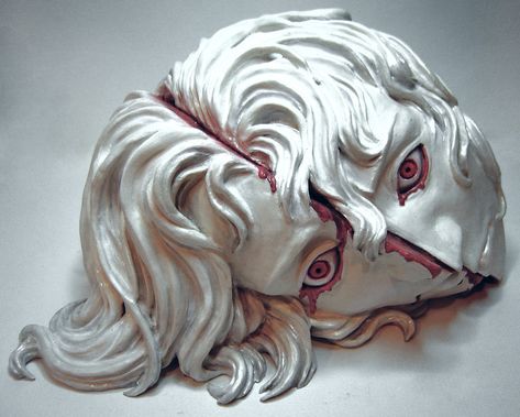 Mask, Sculpture, Red, Hair, White, Art