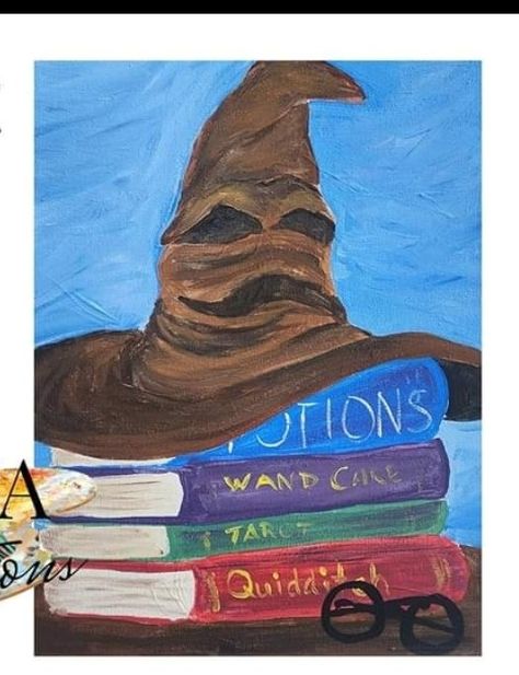 Harry Potter Simple Painting, Harry Potter Theme Painting, Harry Potter Acrylic Painting Ideas, Harry Potter Oil Painting, Easy Harry Potter Painting, Harry Potter Painting Ideas On Canvas, Harry Potter Painting Ideas, Harry Potter Canvas Painting, Harry Potter Flying Car