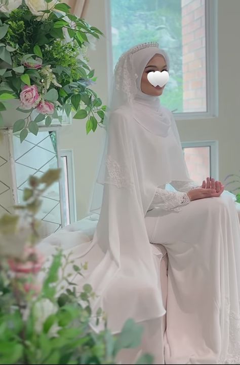 Muslimah Bride Wedding Dresses, Khimar Wedding Dress, Islamic Wedding Dress Hijab Bride Bridal Gowns, Yemeni Wedding Dresses, Simple Hijab Wedding Dress, Wedding Baju Kurung, Muslimah Wedding Dress Simple, White Abaya Wedding, Modest Wedding Dresses Hijab