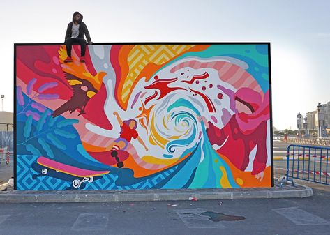 Urban Dubai on Behance Abstract Mural Wall Street Art, Mural Street Art, Urban Art Painting, Wall Street Art, Street Wall Art, Street Mural, School Murals, Graffiti Murals, Street Graffiti