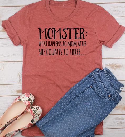 Etsy Momster Shirt // Mom Shirt // Gift for Mom // Funny Mom Shirt #etsy #affiliate #shirts #funnyshirt #hilarious #womenswear #sporty Looks Jeans, Vinyl Shirts, Funny Mom Shirts, Funny Mom, Mom Tees, Diy Shirt, Fit Mom, Mom Outfits, Mom Humor