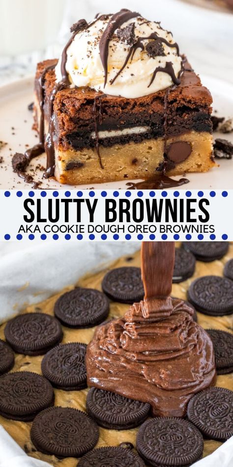 Cookie Dough Oreo Brownies, Brownies Decorados, Dessert Halloween, Smores Dessert, Cake Brownie, Desserts Summer, Resep Brownies, Dessert Oreo, Best Brownie Recipe