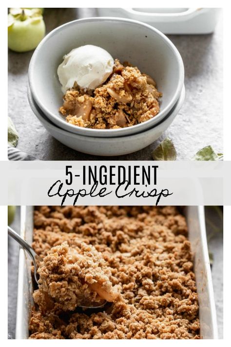 5-Ingredient Apple Crisp: All you need is five ingredients for the tastiest, easiest apple dessert. Plus, it's gluten free! Quick Apple Crisp, Apple Crisp Without Oats, Crisp Recipes, Apple Crisp Cheesecake, Healthy Apple Crisp, Easy Apple Crisp Recipe, Apple Desserts Easy, Apple Crisp Easy, Apple Dessert