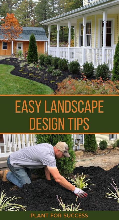 Landscaping Tips For Beginners, How To Design Front Yard Landscape, Landscape Beds Around House, How To Landscape Front Yard Step By Step, Landscape Design Rules, Landscape Beds Front Yards, Best Low Maintenance Plants Front Yards, Diy Front Yard Flower Bed Ideas, How To Design Landscaping