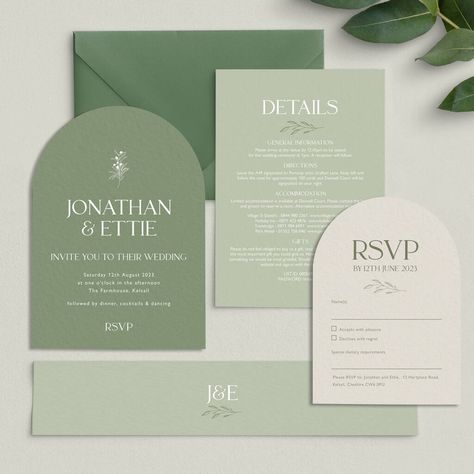 Shaped Wedding Invitations, Olive Design, Taupe Wedding, Olive Green Weddings, Olive Wedding, Arch Wedding, Green Wedding Invitations, Pocket Wedding Invitations, Wedding Invitation Card Design